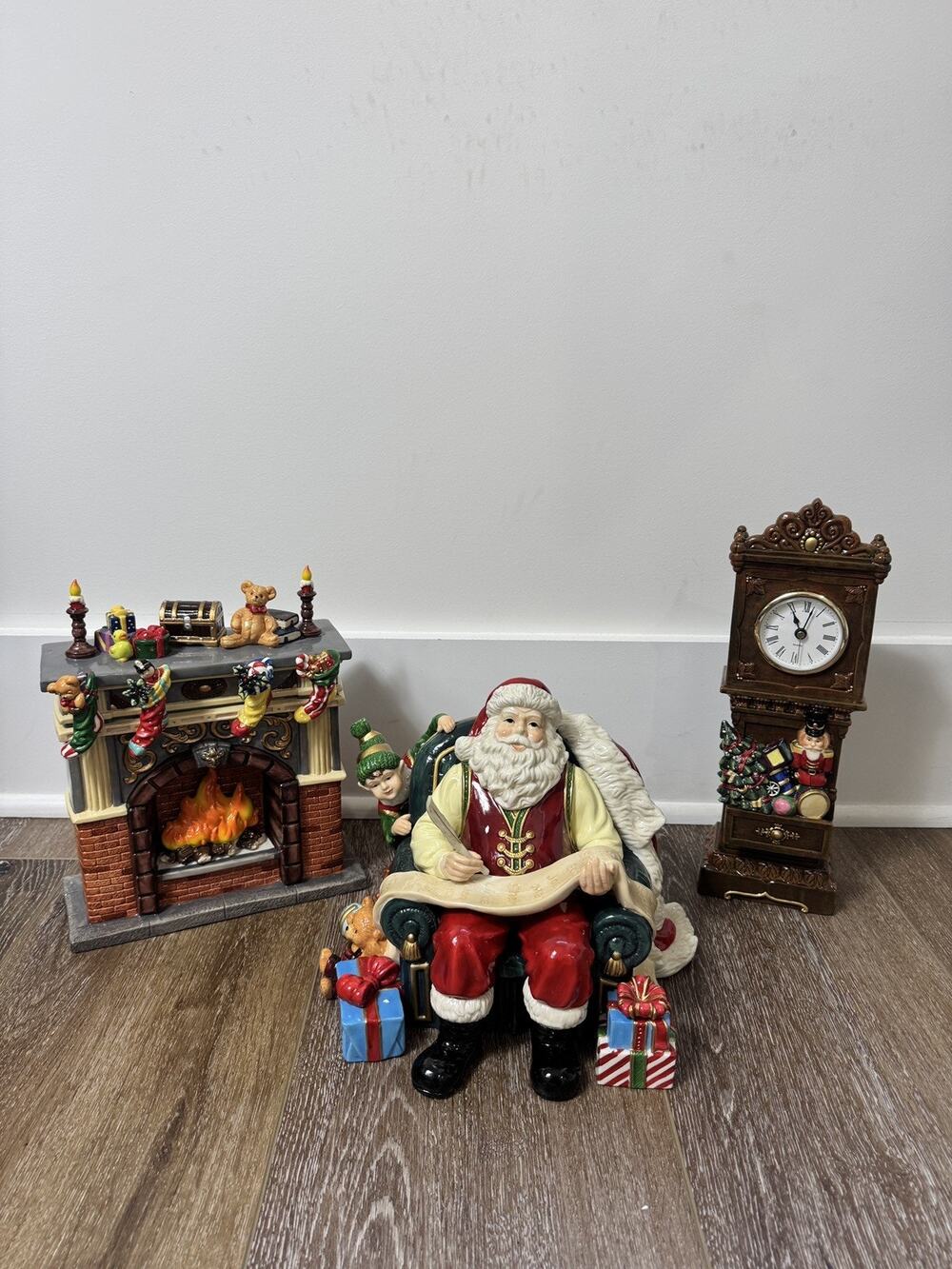 Members Mark 2006 Christmas Porcelain Santa Scene - Santa, Clock, & Fireplace